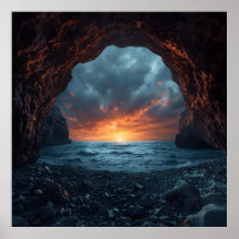 Sunset Sea Cave - Dramatic Coastal Wall Art