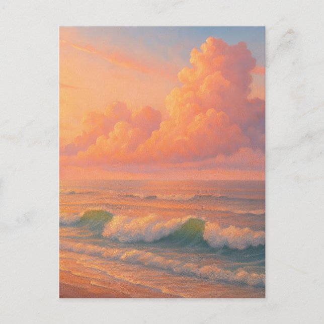 Sunset Sea Cloud - Pastel Painting Style Vykort (Framsida)