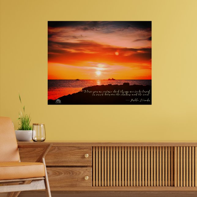 Sunset & Sea med ett citat av Linandara Poster (Vardagsrum 2)