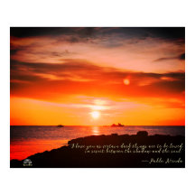 Sunset & Sea med ett citat av Linandara Poster