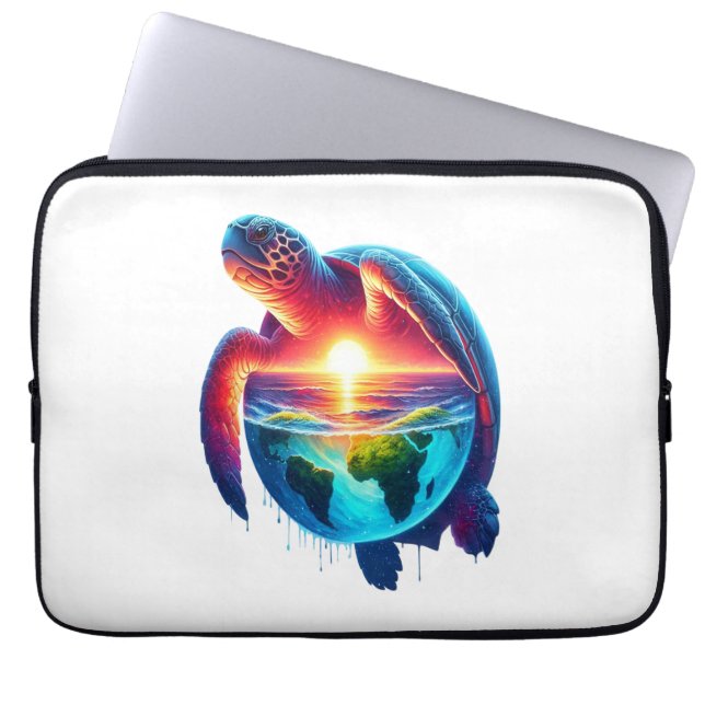 Sunset Sea Turtle Laptop Fodral (Framsidan)