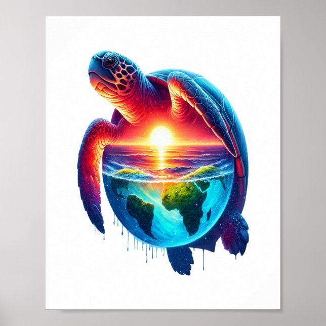 Sunset Sea Turtle Poster (Framsidan)