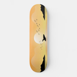 Sunset Sea Whale Mini Skateboard Bräda 18,5 Cm