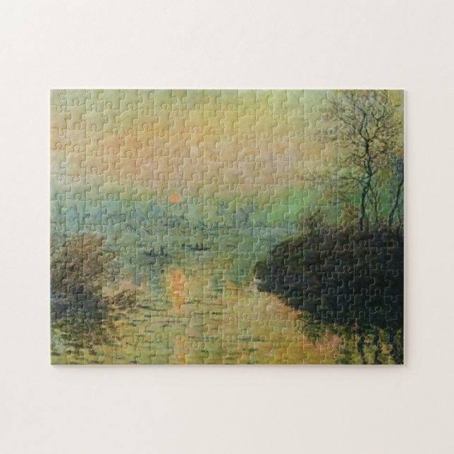 Sunset Seine Lavacourt Winter Monet Fine Art Pussel (Horisontell)