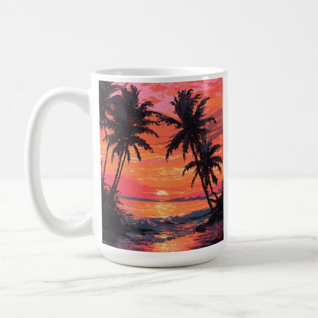 Sunset Serenity Beach Scene Kaffemugg (Vänster)