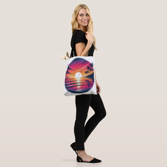 Sunset Serenity – Coastal Dreamscape Tote Tygkasse (På modell)