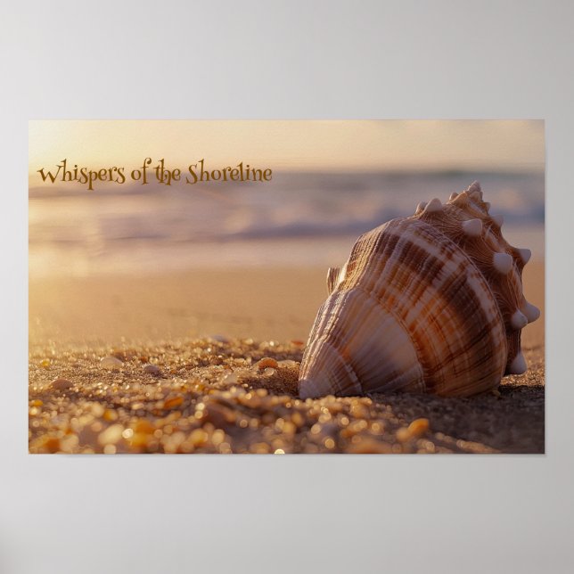 Sunset Serenity: Seashell på Shore Poster (Framsidan)
