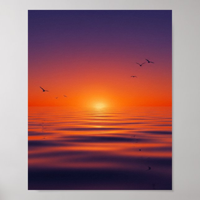 "Sunset Serenity Wall Poster - Tranquil Ocean Wave (Framsidan)