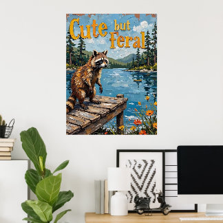 Sunset Sergranat: Raccoon on on Pier Poster