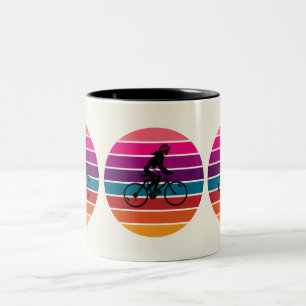 Sunset Silhouette Bike Rider Art Två-Tonad Mugg