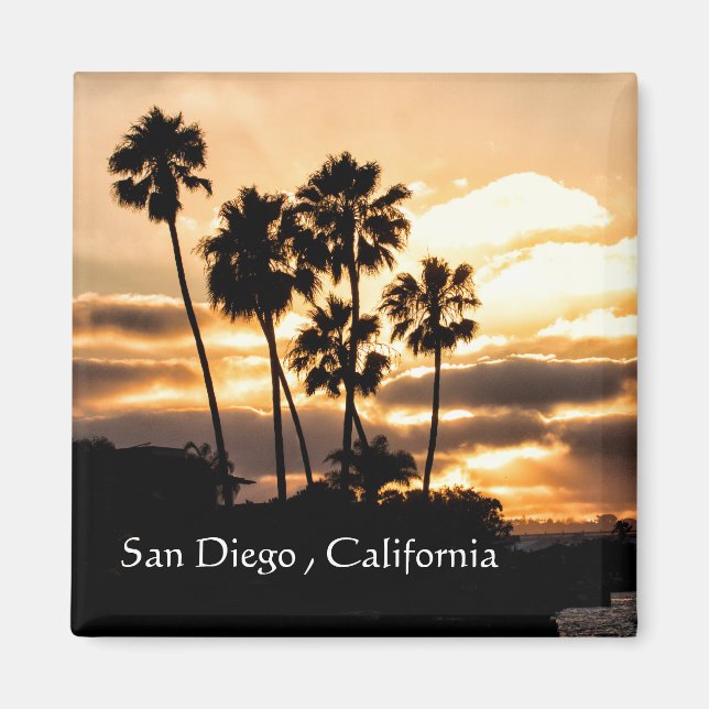 Sunset Silhouette i San Diego Magnet (Framsidan)