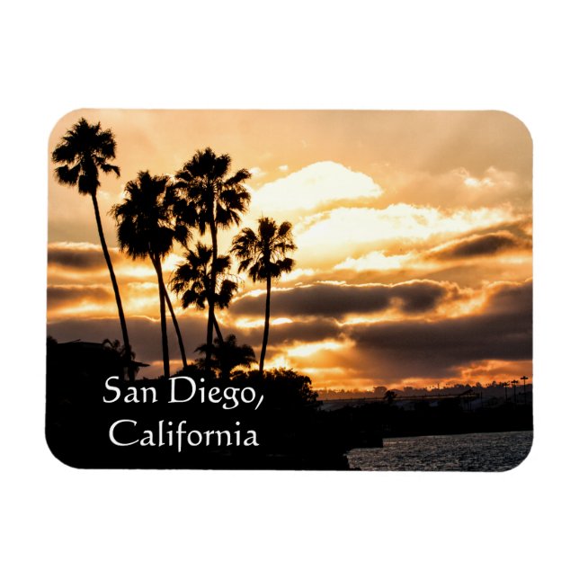 Sunset Silhouette i San Diego Magnet (Horisontell)