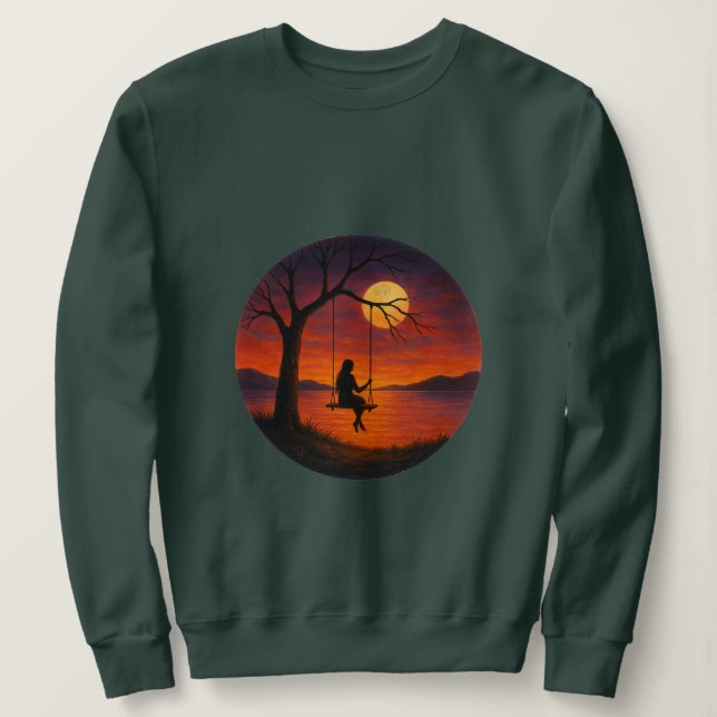 Sunset Silhouette Swing Art Women’s Sweatshirt T Shirt (Design framsida)