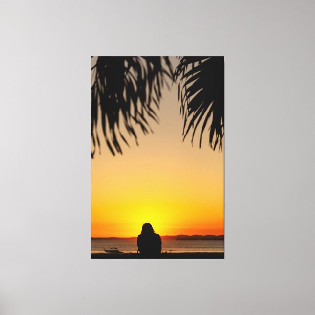 Sunset Silhouette: Tropical Serenity Canvastryck (Framsida)
