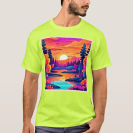 Sunset Sjö Fantasy Art T Shirt