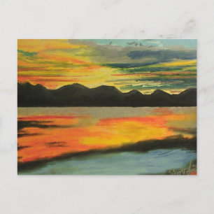 Sunset Sjö Vykort