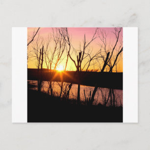 Sunset Sjö Wilson Kansas Vykort