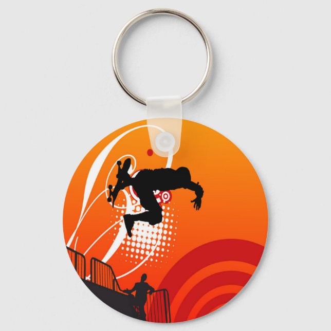 Sunset Skateboarder Keychain Nyckelring (Framsida)