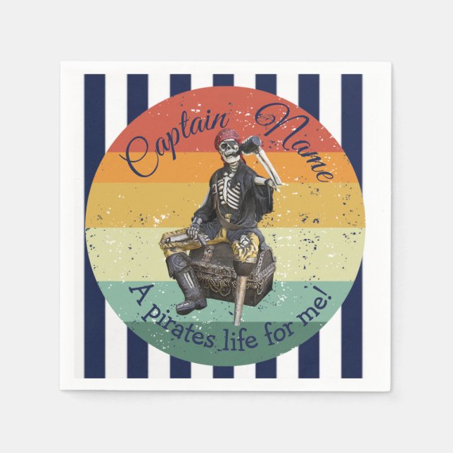 Sunset Skeleton Rum Party Pirat Pappersservett (Framsidan)