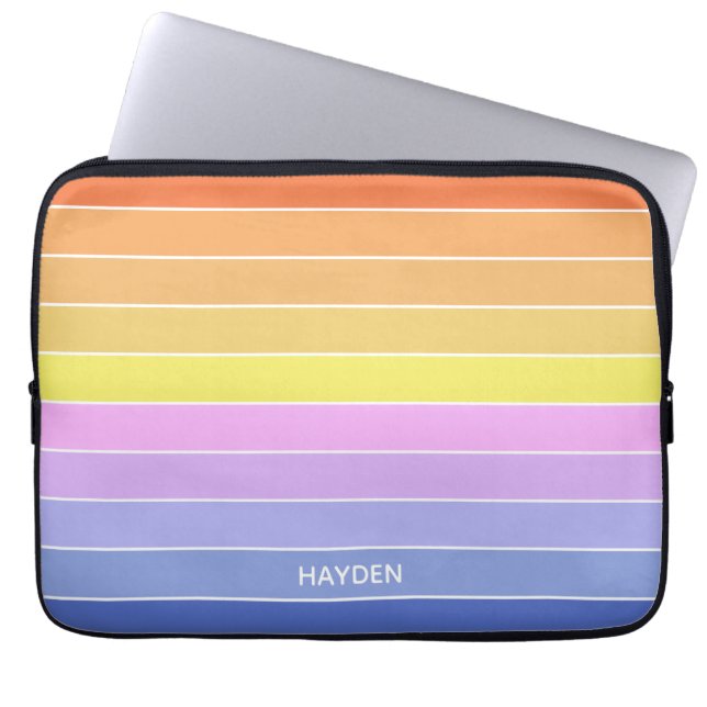 Sunset Sky Colorful Horizontal Stripes Personalise Laptop Fodral (Framsidan)