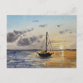 Sunset Sky Watercolor Painting  Helg Vykort