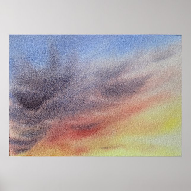 Sunset Sky Watercolor Painting  Poster (Framsidan)