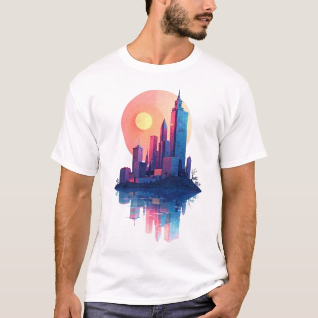 Sunset Skyline T Shirt (Framsida)