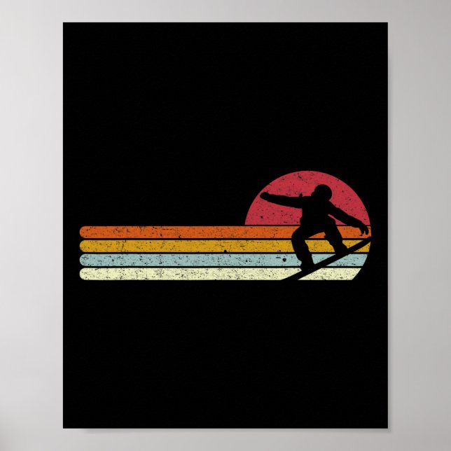 Sunset Snowboarder Snö Boarding Snowboarders Poster (Framsidan)