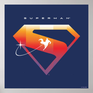 Sunset Soar Superman Shield Poster