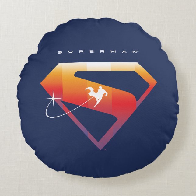 Sunset Soar Superman Shield Rund Kudde (Framsidan)