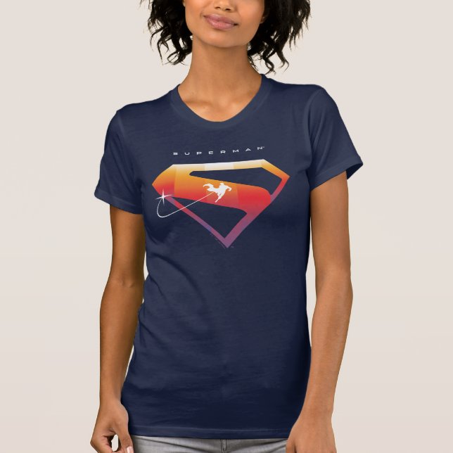 Sunset Soar Superman Shield T Shirt (Framsida)