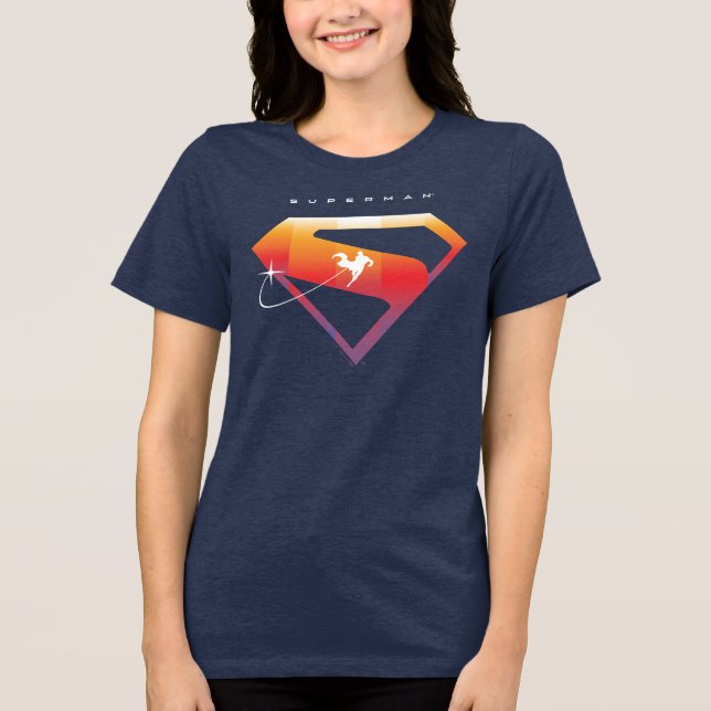 Sunset Soar Superman Shield T Shirt (Framsida)
