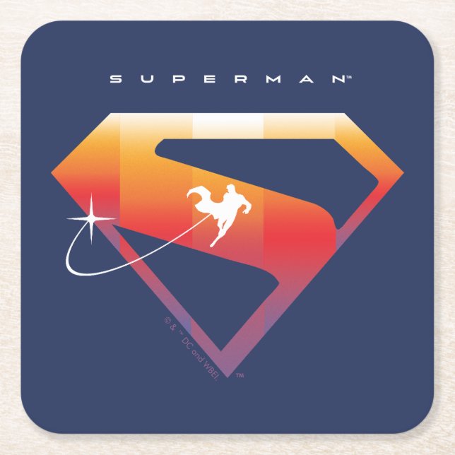 Sunset Soar Superman Shield Underlägg Papper Kvadrat (Framsidan)