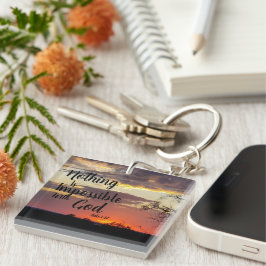 Sunset Square Keychain Ingenting omöjligt med Gud