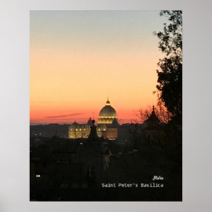Sunset - St. Peter's Basilica Poster