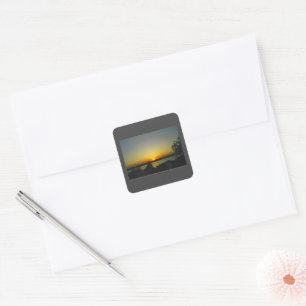 Sunset Sticker Fyrkantigt Klistermärke