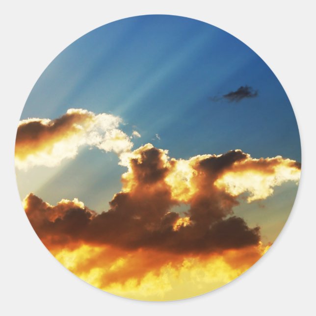 Sunset Sticker Runt Klistermärke (Framsida)