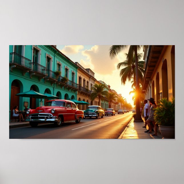 Sunset Stroll in Old Havana Poster (Framsidan)