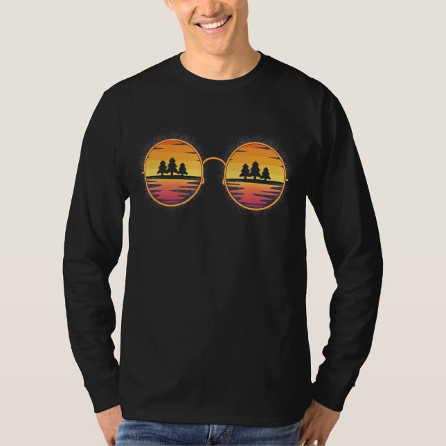 Sunset Summer Vacation Gräs Träd Beach Tropical S T Shirt (Framsida)