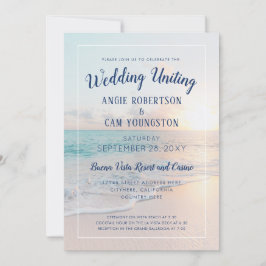 Sunset Sunrise Sandy Ocean Beach Wedding Inbjudningar