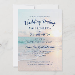 Sunset Sunrise Sandy Ocean Beach Wedding Inbjudningar