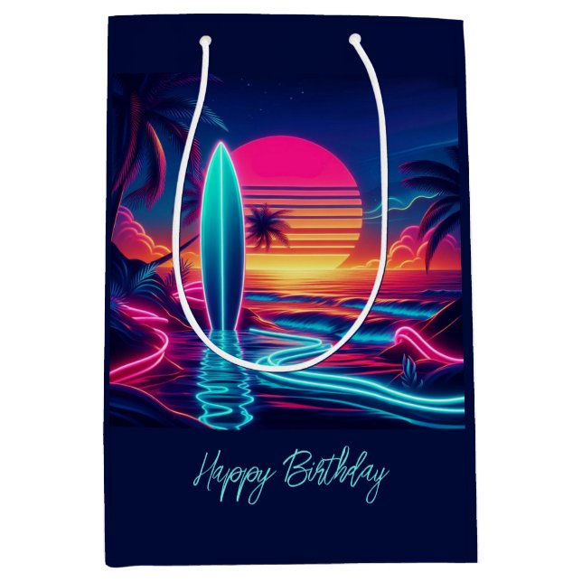 Sunset Surfboard Paradise Neon Ljus- (Framsidan)