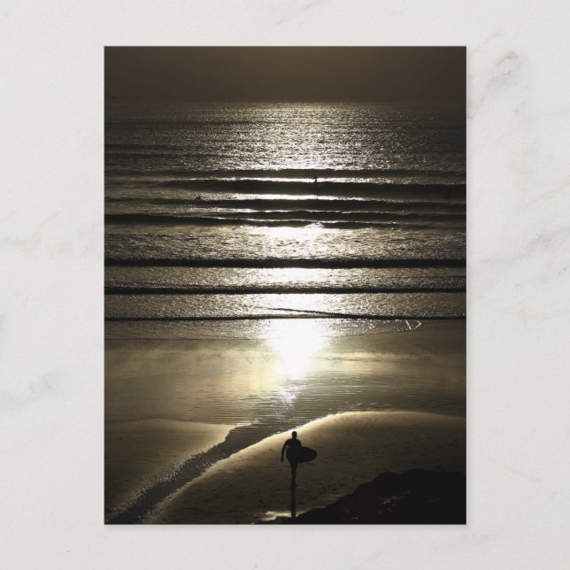 Sunset Surfer vid Polzeath Vykort (Framsida)