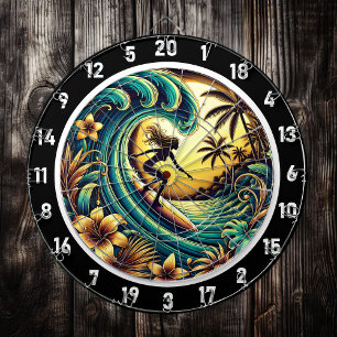 Sunset Surfer Wave Ocean Art Darttavla