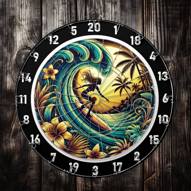 Sunset Surfer Wave Ocean Art Darttavla (Skapare uppladdad)