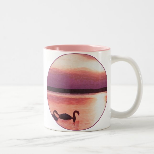 Sunset Svanar Två-Tonad Mugg (Höger)