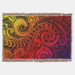 Sunset Swirl Boho Throw Blanket Filt