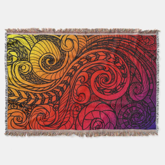 Sunset Swirl Boho Throw Blanket Filt (Framsidan)