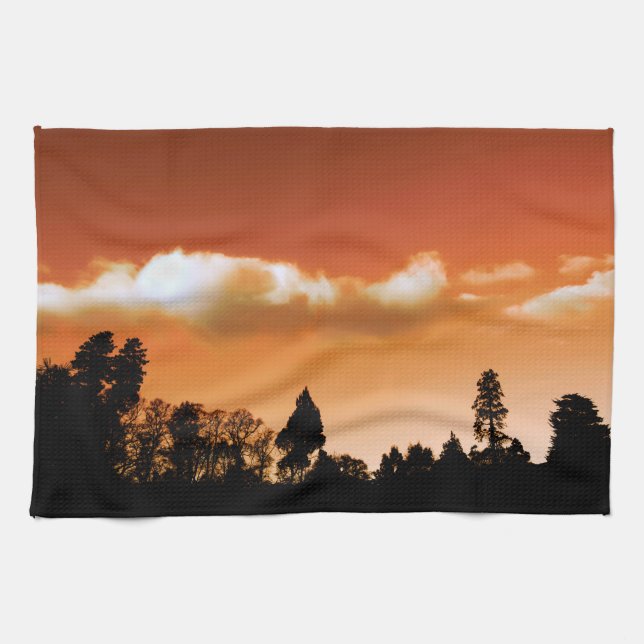 Sunset träd kökshandduk (Horisontell)