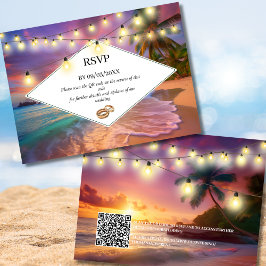 Sunset Tropical Beach QR Code OSA Bröllop Anteckningskort